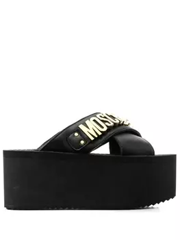 Moschino сандалии на платформе с логотипом, черный