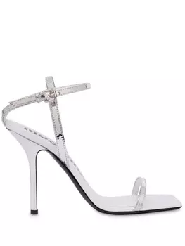 Moschino сандалии с эффектом металлик, серебристый