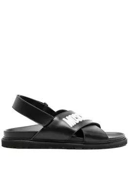 Moschino сандалии с перекрестными ремешками и логотипом, черный