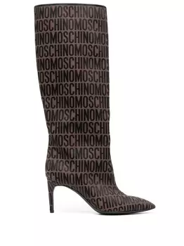 Moschino сапоги с логотипом, коричневый