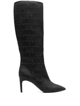 Moschino сапоги с жаккардовым логотипом, черный