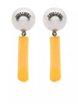 Moschino серьги-клипсы с логотипом, серебристый