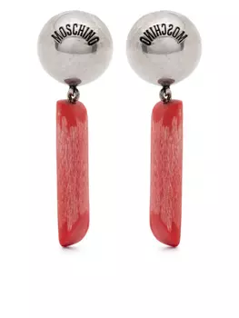 Moschino серьги-клипсы с логотипом, серебристый