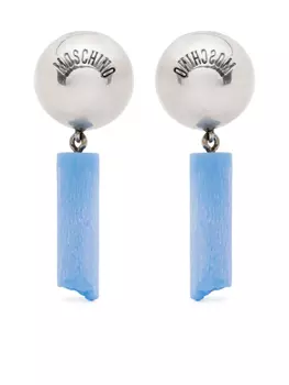 Moschino серьги-клипсы с логотипом, серебристый
