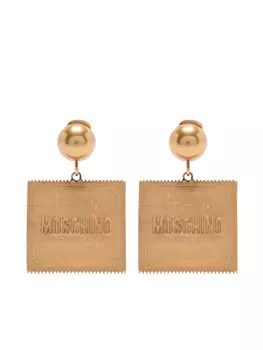 Moschino серьги-клипсы с тисненым логотипом, золотой