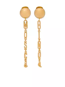 Moschino серьги с логотипом, золотой