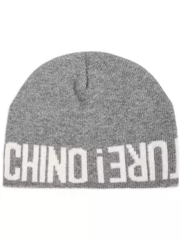 Moschino шапка-бини с интарсией и логотипом, серый