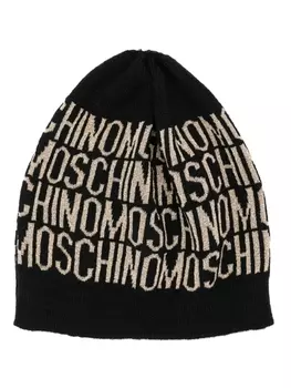 Moschino шапка бини с логотипом, черный
