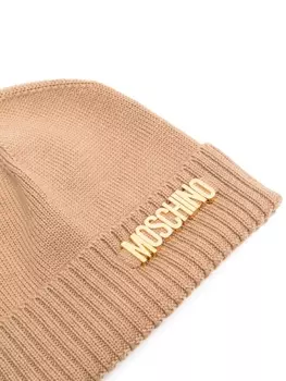 Moschino шапка бини с логотипом, нейтральный цвет