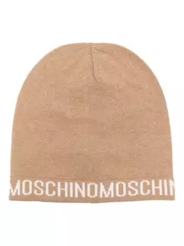 Moschino шапка бини с логотипом, нейтральный цвет