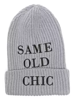 Moschino шапка бини с нашивкой-логотипом, серый