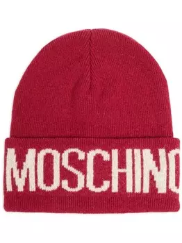 Moschino шапочка с логотипом в технике интарсия, красный