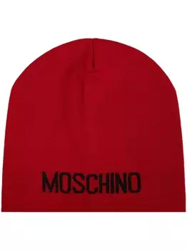 Moschino шапочка с логотипом в технике интарсия, красный