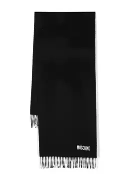 Moschino шарф из шерсти мериноса с вышитым логотипом, черный