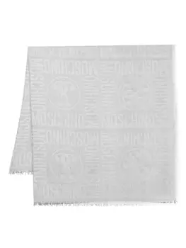Moschino шарф с эффектом омбре и логотипом, серый
