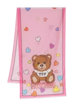 Moschino шарф с декором Teddy Bear, розовый