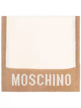 Moschino шарф с логотипом, связанный интарсией, белый