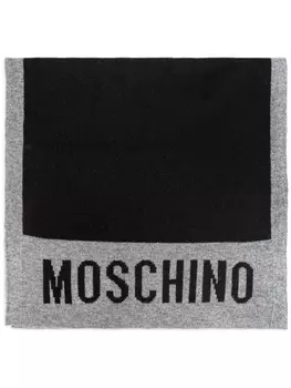 Moschino шарф с логотипом, связанный интарсией, черный