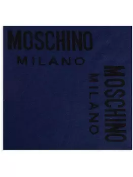 Moschino шарф с логотипом, связанный интарсией, синий