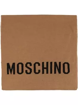 Moschino шарф с логотипом в технике интарсия, коричневый