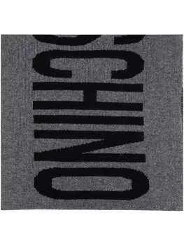 Moschino шарф с логотипом в технике интарсия, серый