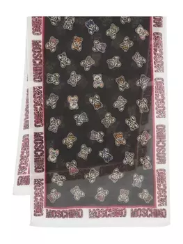 Moschino шарф с принтом Leo Teddy, черный