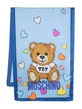 Moschino шарф с принтом Leo Teddy, синий