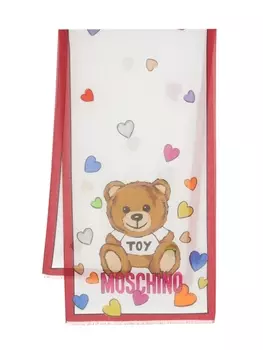 Moschino шарф с принтом Teddy Bear, белый