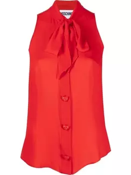 Moschino шелковая блузка с бантом, красный
