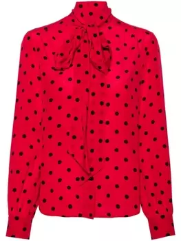 Moschino шелковая блузка с бантом, красный