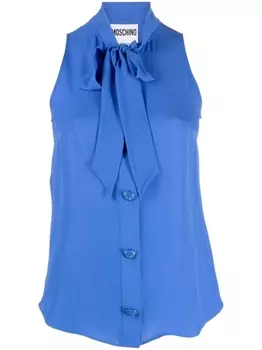 Moschino шелковая рубашка с бантом, синий