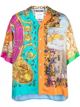 Moschino шелковая рубашка с принтом, синий