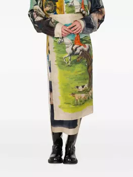 Moschino шелковая юбка миди, зеленый