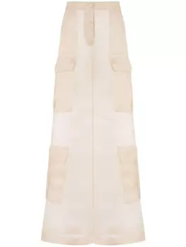 Moschino шелковые брюки широкого кроя, нейтральный цвет