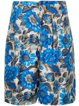 Moschino шелковые шорты с цветочным принтом, синий