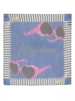Moschino шелковый платок с отделкой в полоску, синий