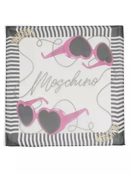 Moschino шелковый платок с принтом, белый