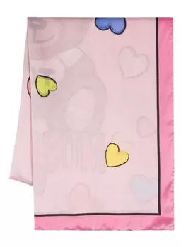 Moschino шелковый платок с принтом Teddy Bear, розовый