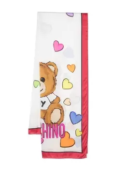 Moschino шелковый платок с принтом Teddy Bear, белый