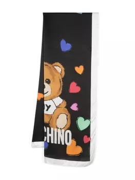 Moschino шелковый платок с принтом Teddy Bear, черный