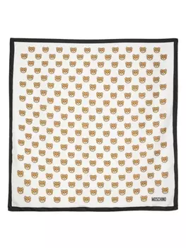 Moschino шелковый платок с принтом Teddy Bear, белый