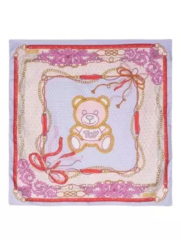 Moschino шелковый платок с принтом Teddy Bear, фиолетовый