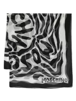 Moschino шелковый платок с зебровым принтом, черный