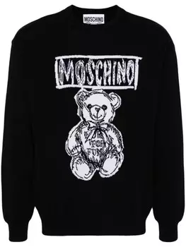 Moschino шерстяной джемпер Teddy Bear вязки интарсия, черный