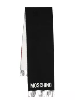 Moschino шерстяной шарф с логотипом, черный
