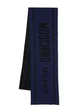 Moschino шерстяной шарф с логотипом, синий