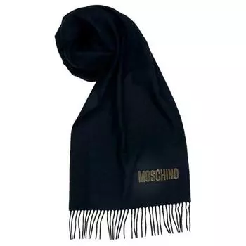 MOSCHINO Шерстяный вязаный шарф унисекс черный
