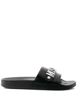 Moschino шлепанцы с логотипом, черный