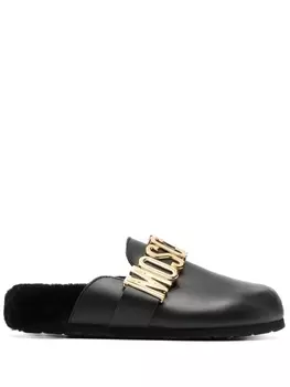 Moschino шлепанцы с логотипом, черный