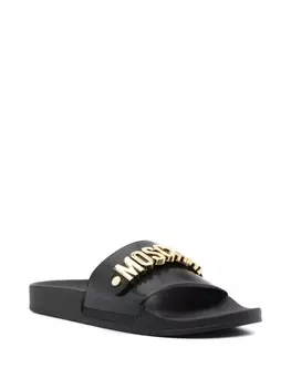 Moschino шлепанцы с логотипом, черный